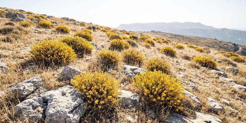 Ladera seca con matorral silvestre de Genista