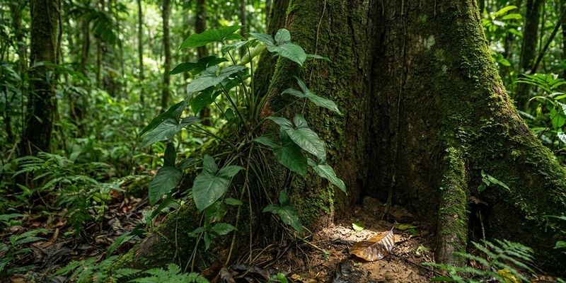 Singonio creciendo en el tronco de un árbol en su hábitat